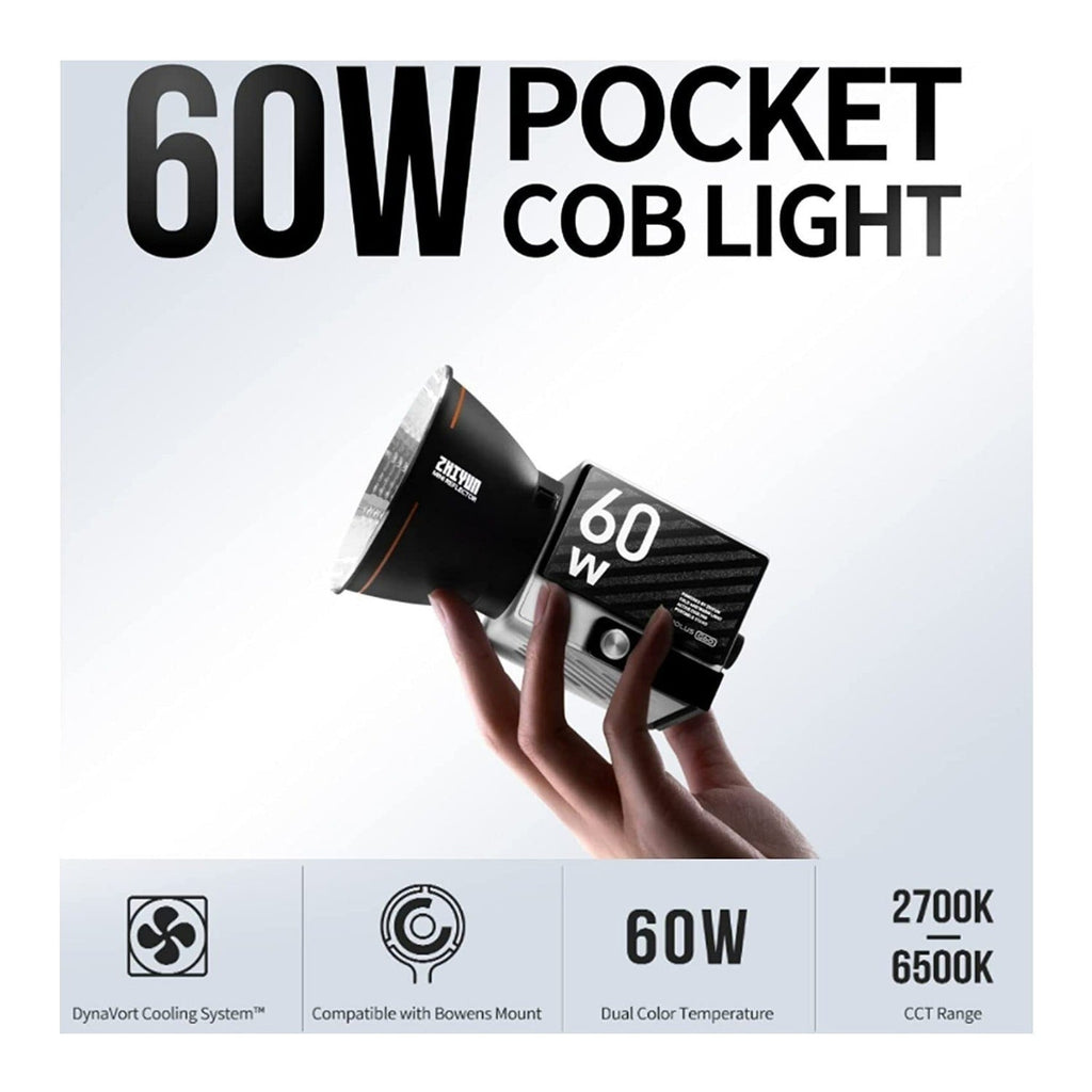 Zhiyun MOLUS G60 Bi-Color Pocket COB Monolight - 60W Power Output with 128GB Memory Card