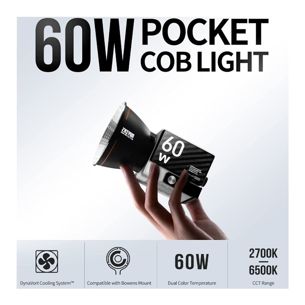 Zhiyun MOLUS G60 Bi-Color Pocket COB Monolight - 60W Power Output with 128GB Memory Card