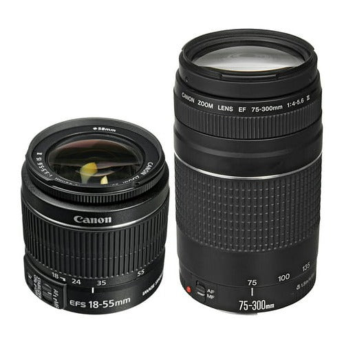 Canon EOS Rebel T7 DSLR Camera EF-S 18-55mm and EF 75-300mm Double Zoom Lens Kit (Used)