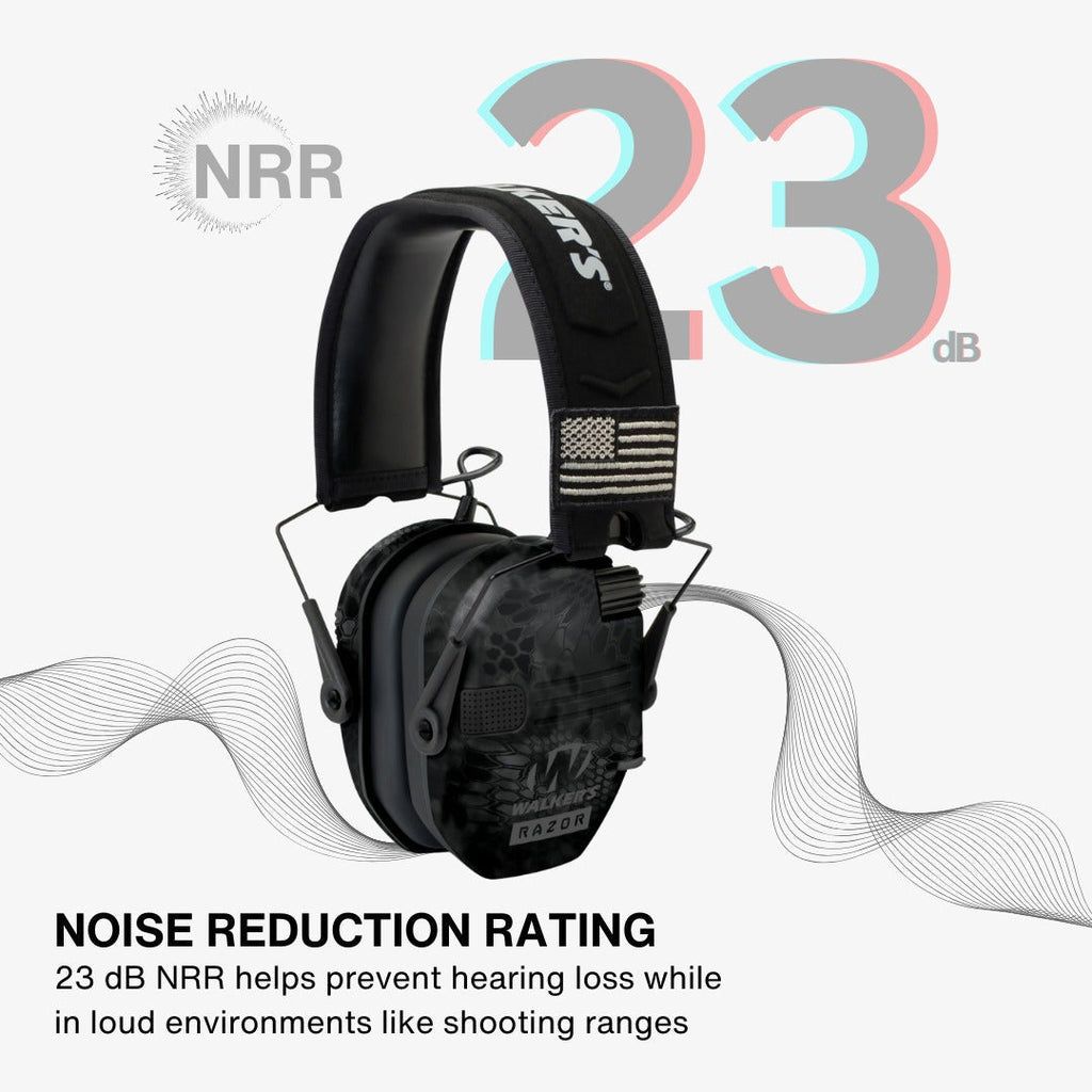 Walkers Razor Patriot Electronic Ear Muffs (Kryptek Camo) Bundle