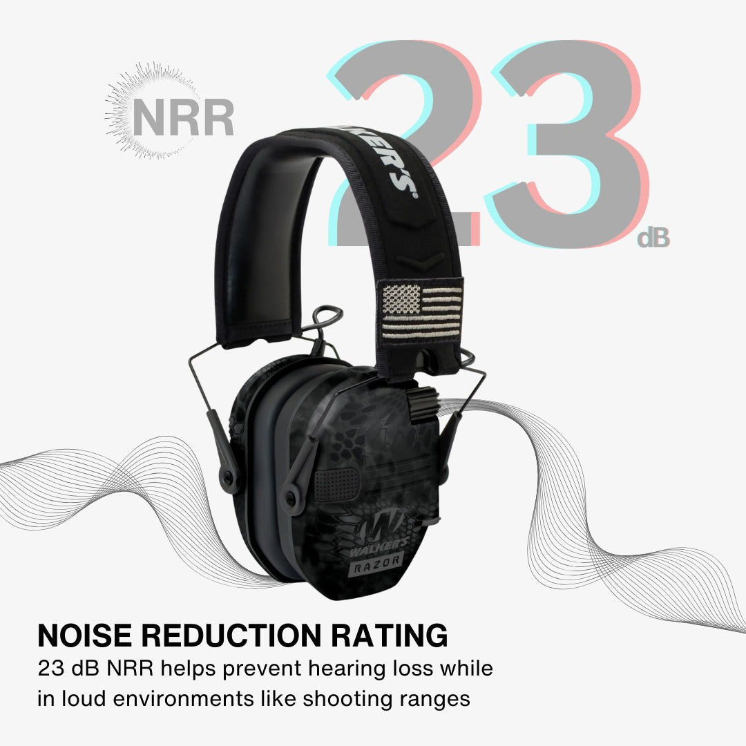 Walkers Razor Patriot Electronic Ear Muffs (Kryptek Camo) Bundle