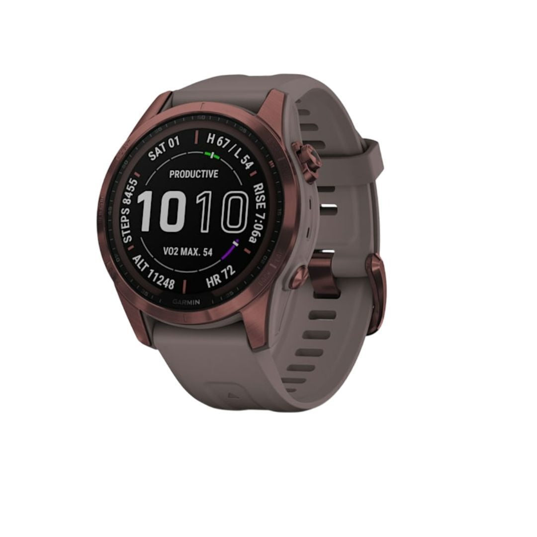 Garmin fenix 7S Sapphire Solar, Dark Bronze Ti w/Shale Gray Band