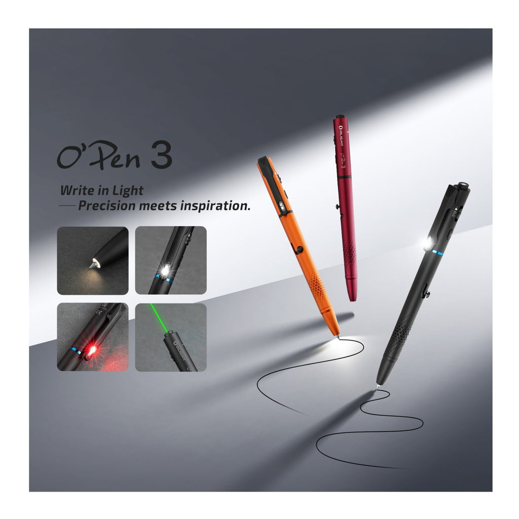 OLIGHT O'Pen 3 Multifunctional Pen Light with 120 Lumens & Green Laser (Black)