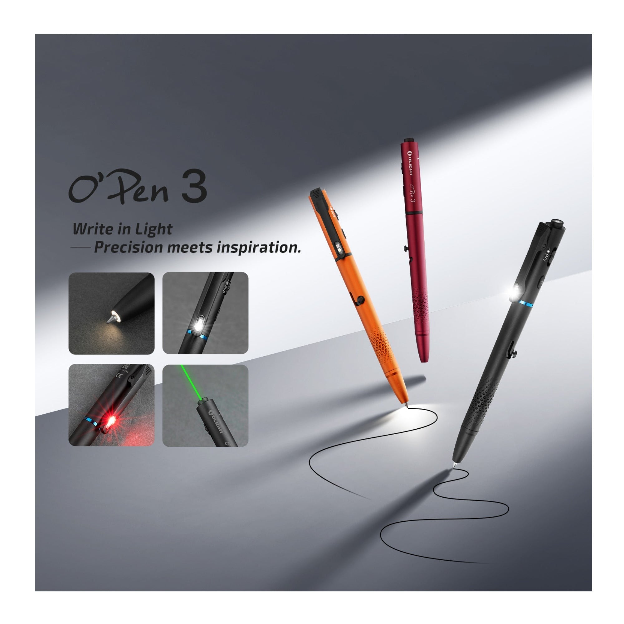 OLIGHT O'Pen 3 Multifunctional Pen Light with 120 Lumens & Green Laser (Black)