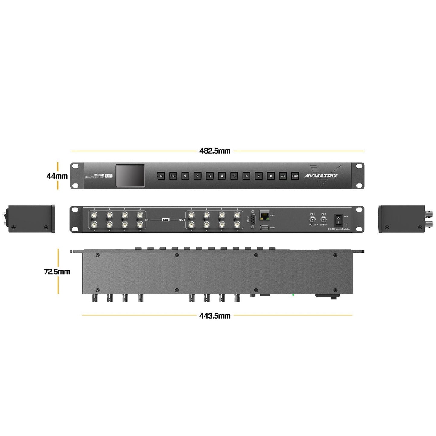 AV Matrix MSS0811 8x8 3G-SDI Matrix Switcher