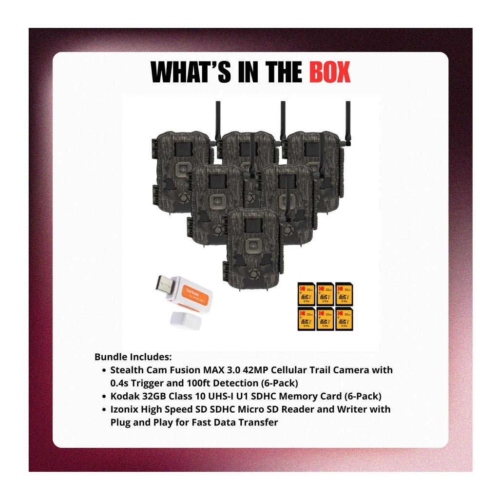Stealth Cam Fusion MAX 3.0 42MP Cellular Trail Camera with Accessories Bundle