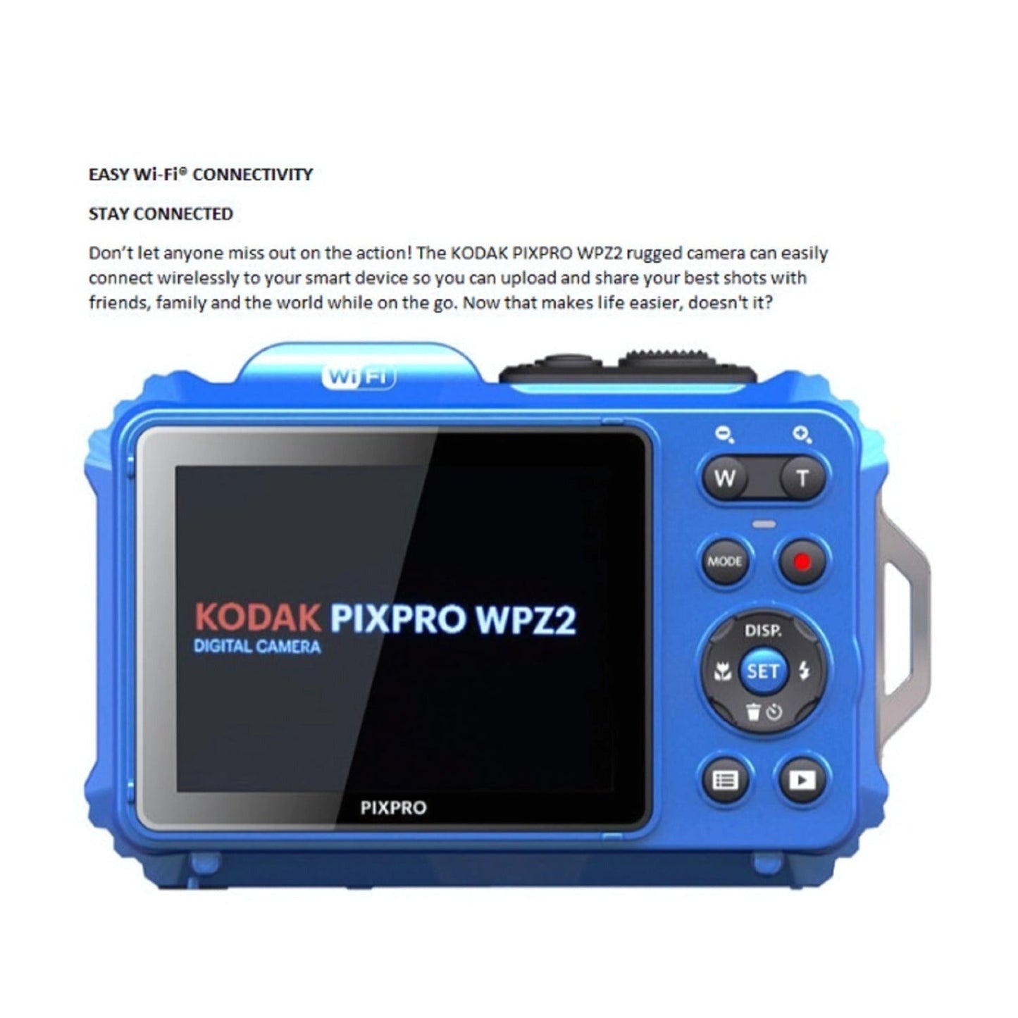 Kodak PIXPRO WPZ2 Waterproof 16MP Digital Camera (Blue) Bundle