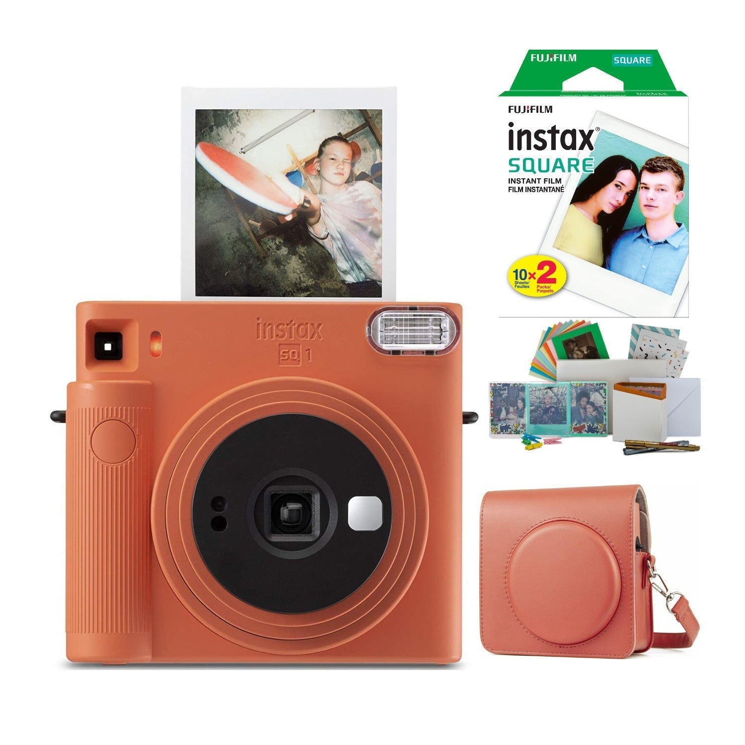 Fujifilm Instax Square SQ1 Instant Camera (Orange) with Film Bundle
