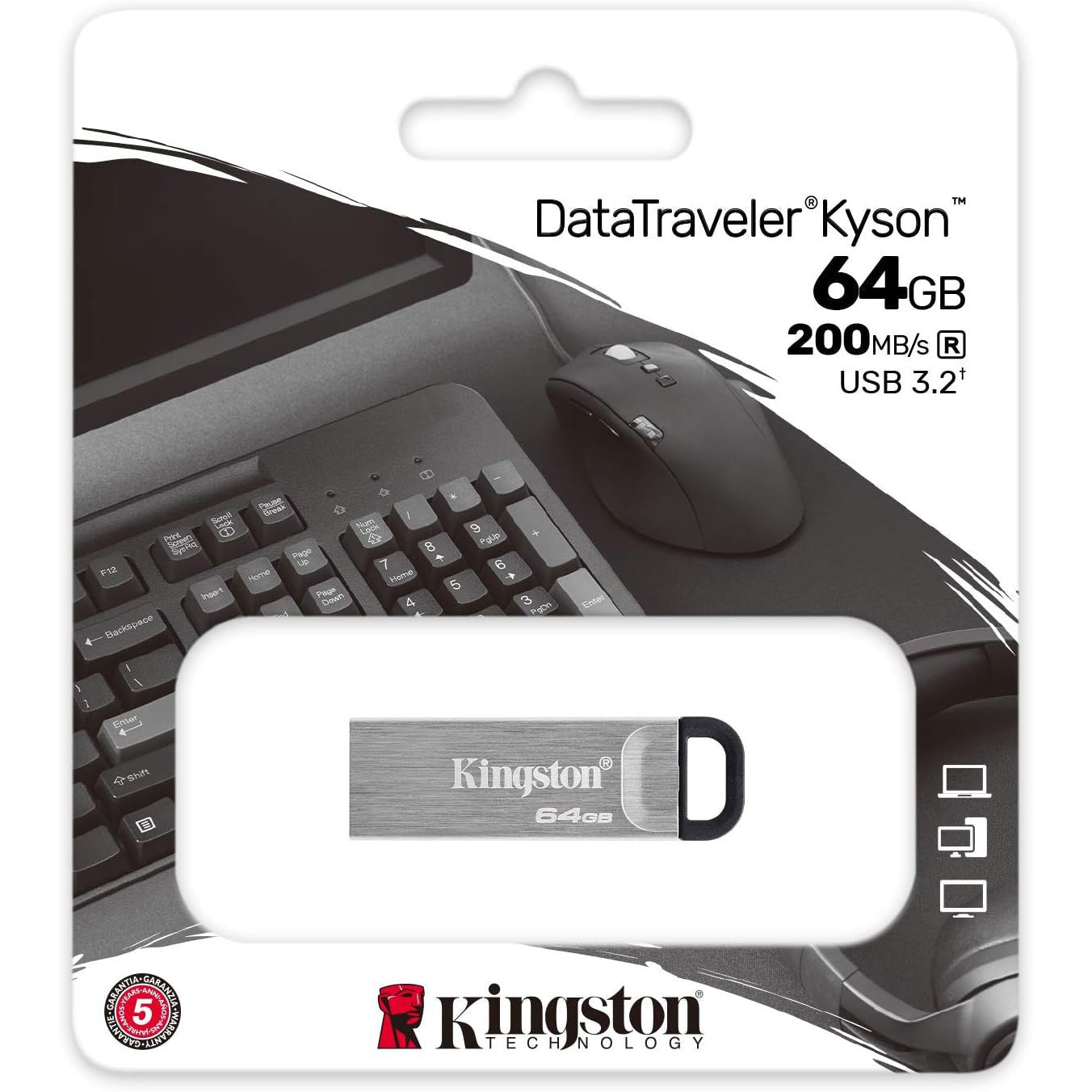 Kingston 64GB DataTraveler Kyson USB 3.2 Gen 1 200MB/s Read Metal Flash Drive (10-pack)