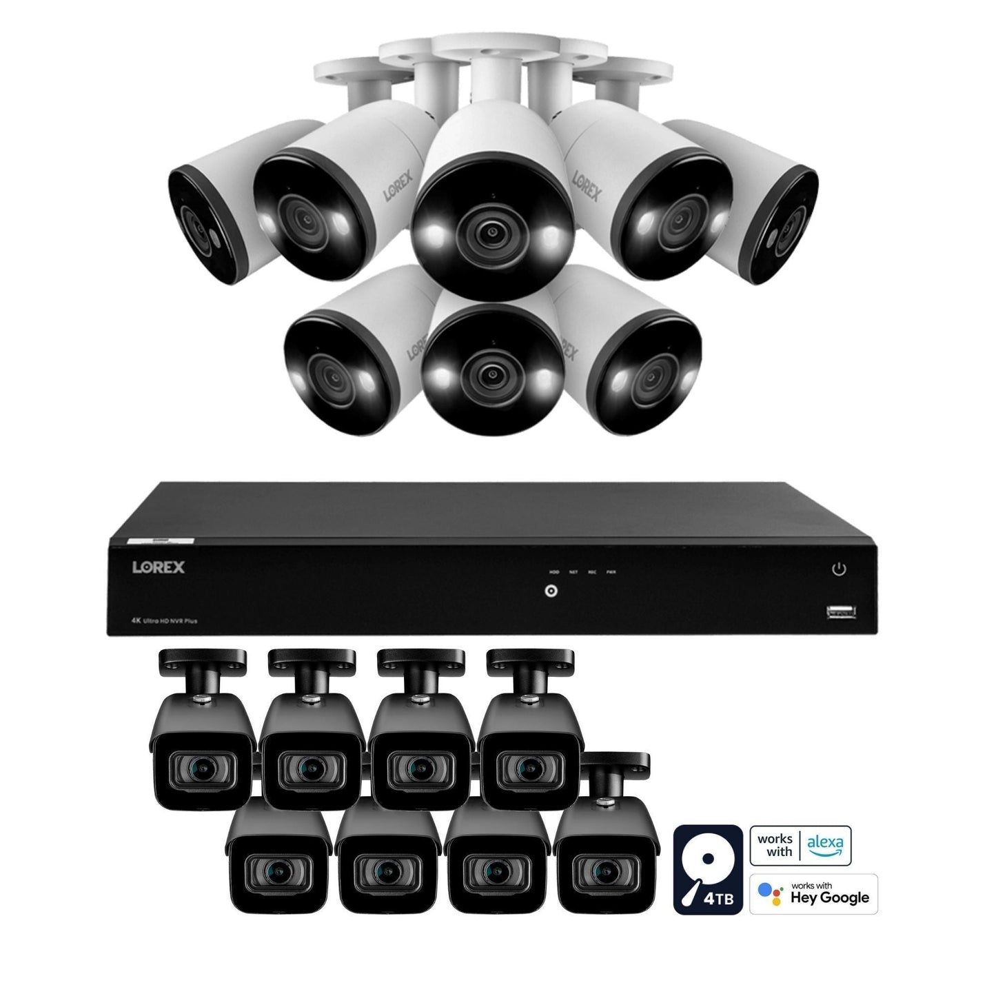 Lorex Fusion 4K 4TB Wired NVR System with 16 Bullet HD Surveillance Cameras
