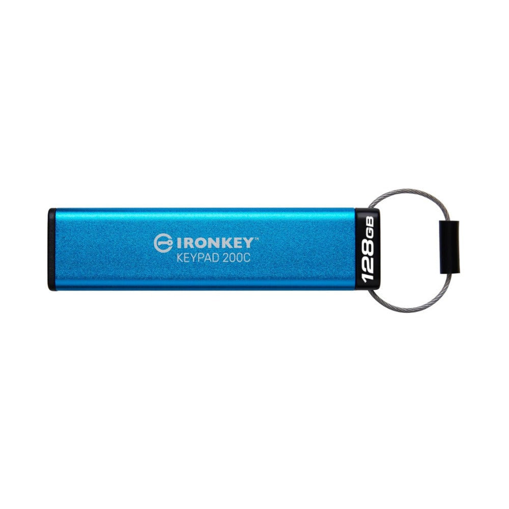Kingston Ironkey Keypad 200 USB-C 128GB Encrypted Flash Drive (Blue)