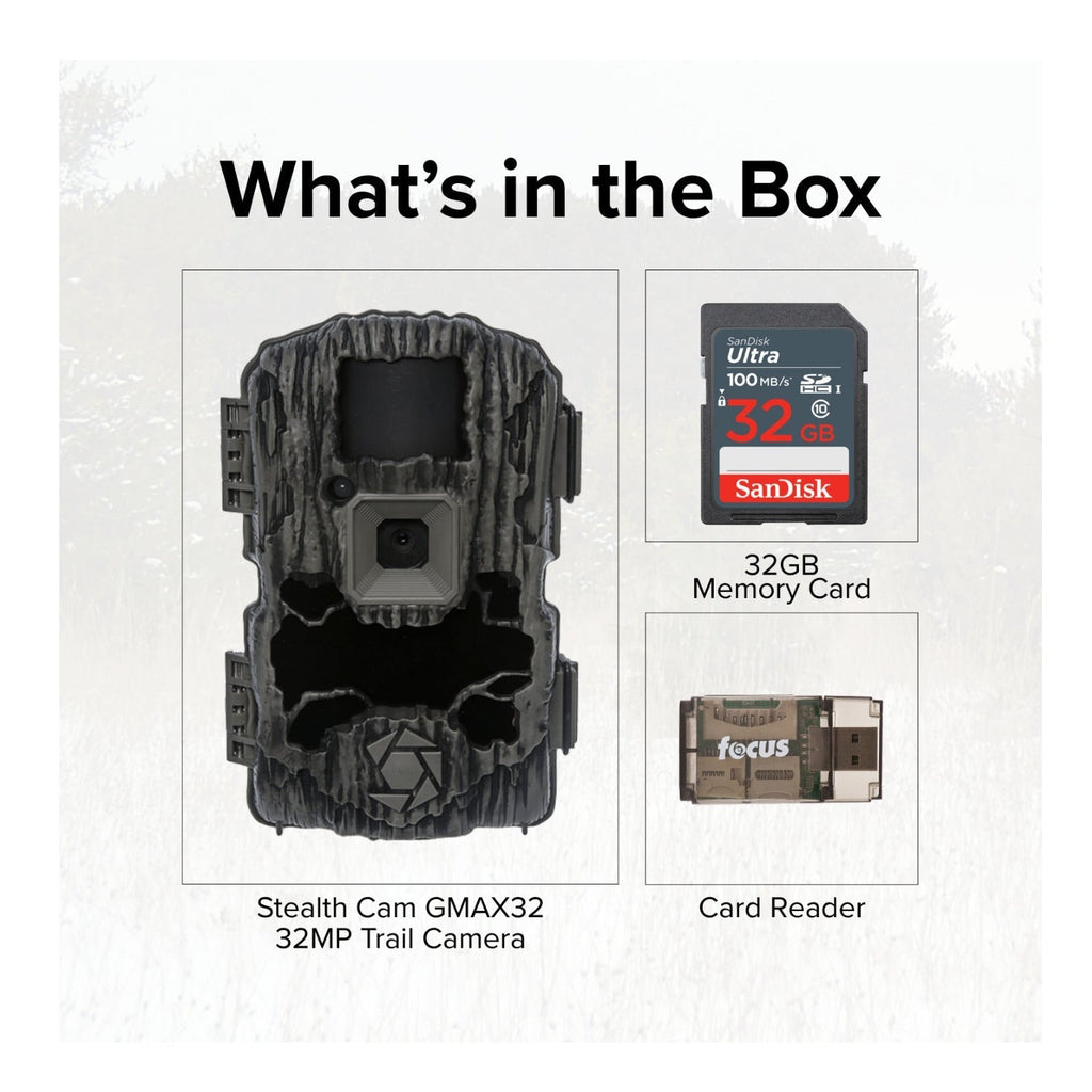 Stealth Cam GMAX32 - 32MP 1080p HD Video Trail Camera with 32GB Memory Card Kit