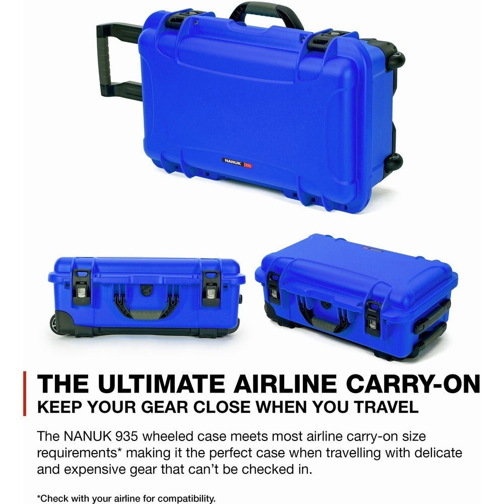 Nanuk 935 Waterproof Wheeled Hard Case with Padded Dividers (Blue)