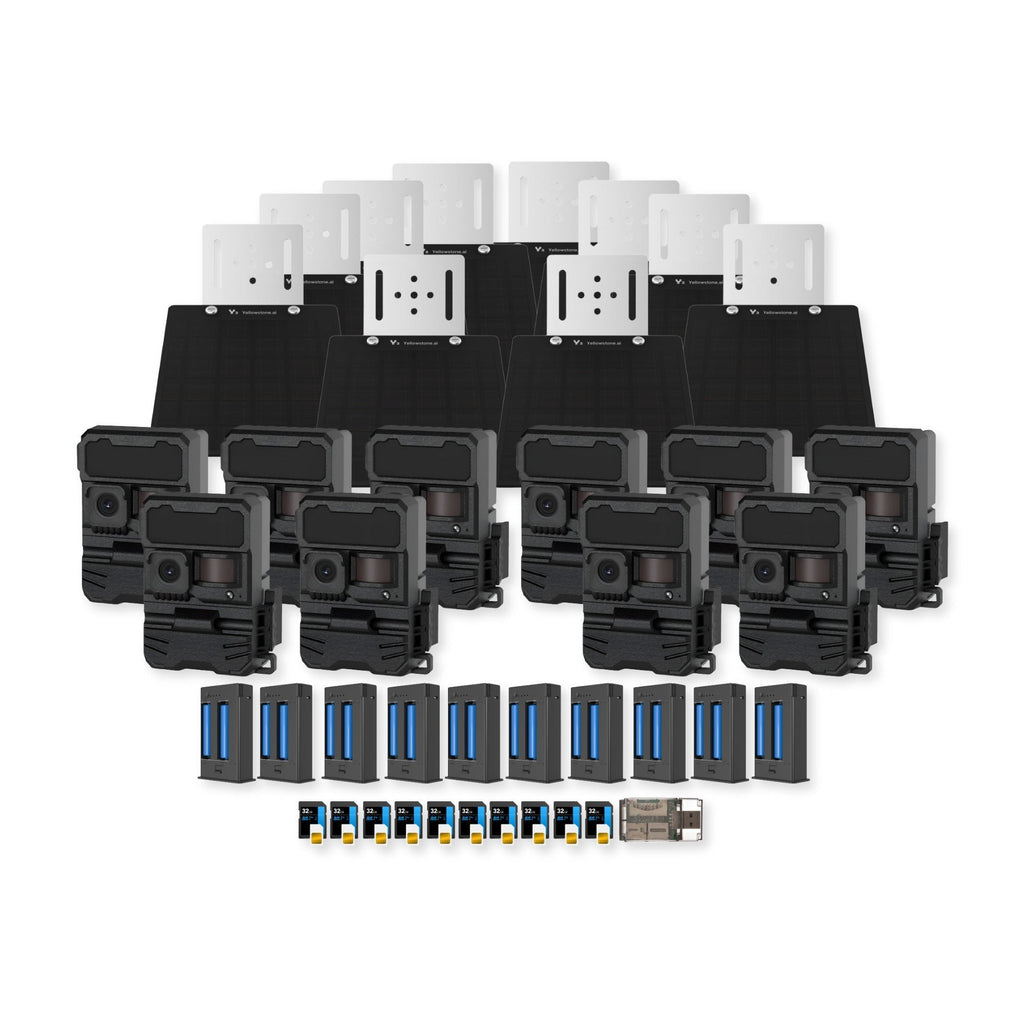 Yellowstone Y2 Black Wide Lens Bundle with Batteries, Solar Panels, and Accessories (10-Pack)