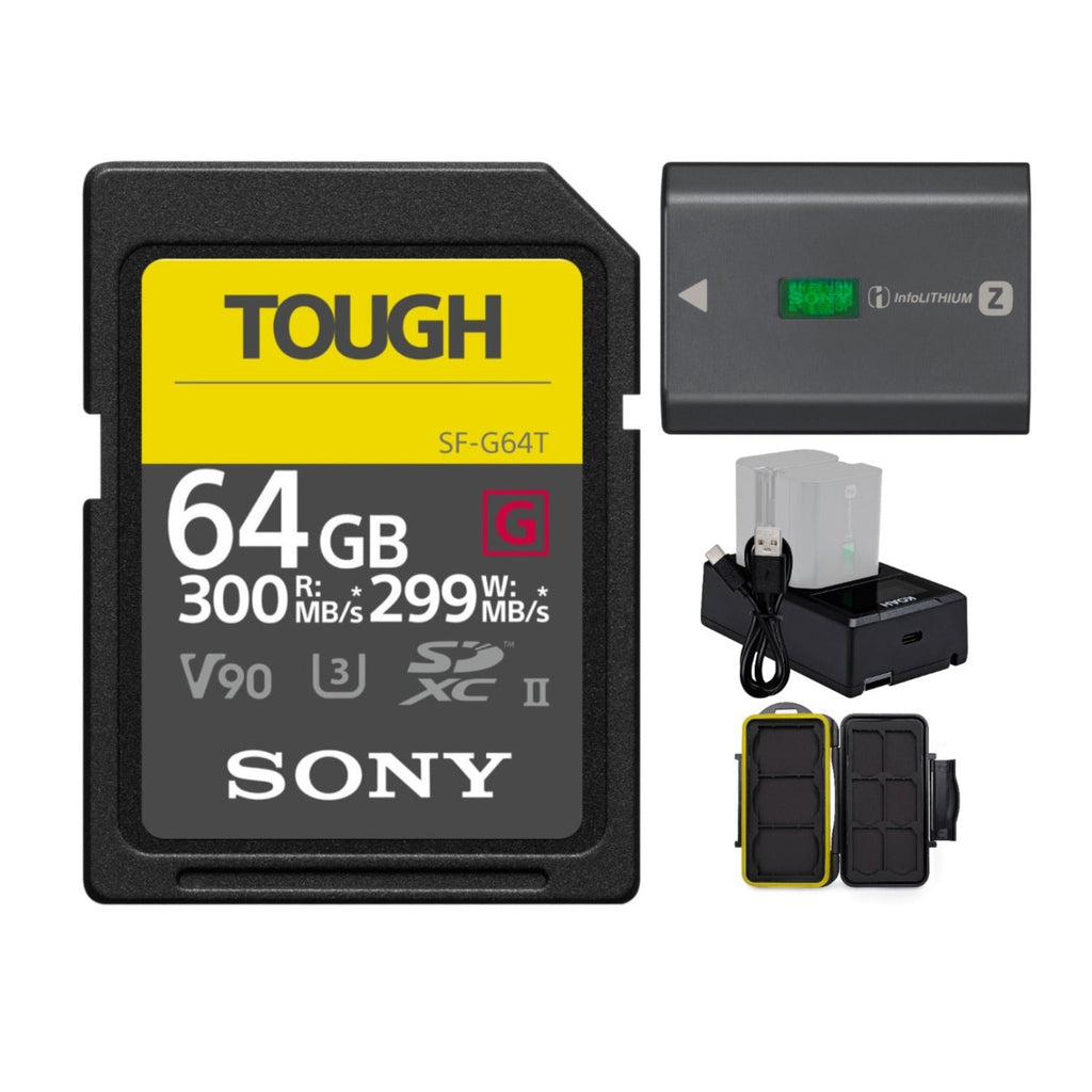 Sony 64GB UHS-II Tough G-Series SD Card with Rechargeable Battery Pack Bundle