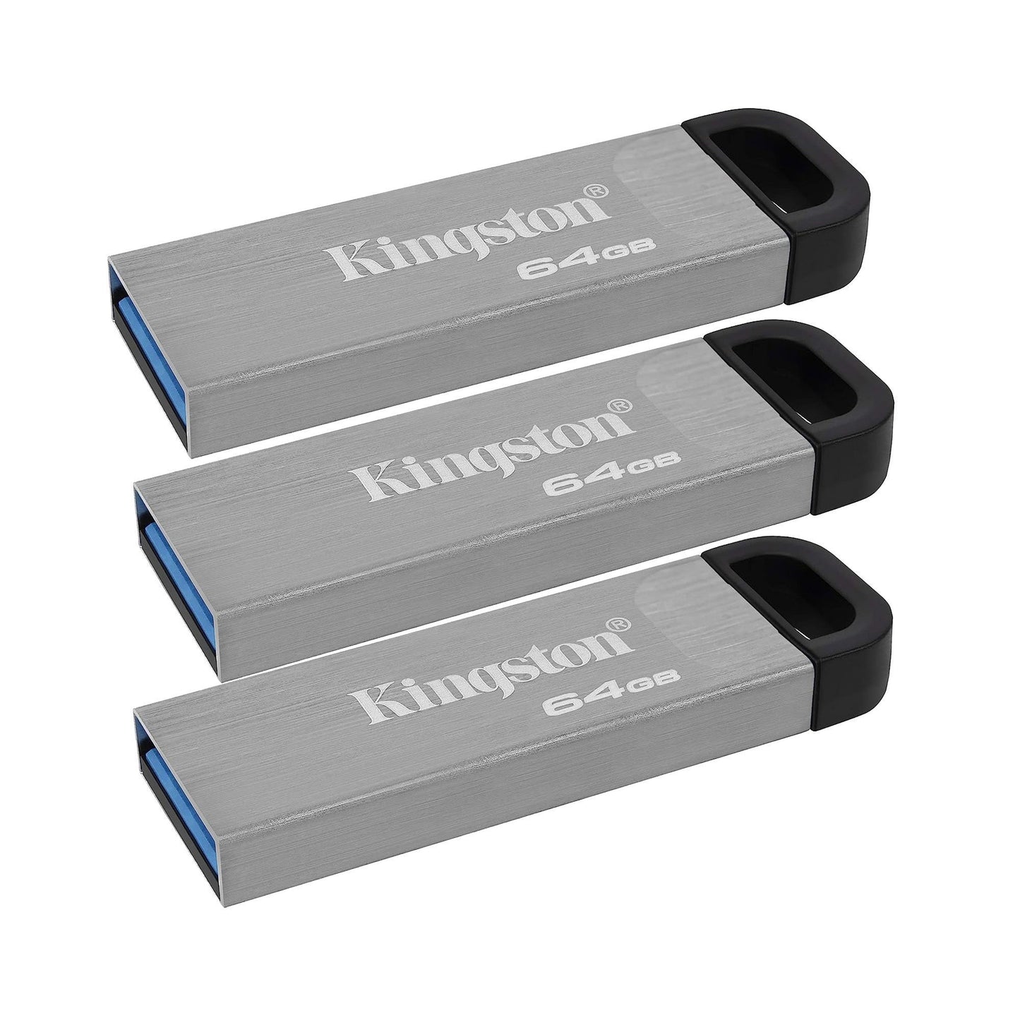 Kingston 64GB DataTraveler Kyson USB 3.2 Gen 1 200MB/s Read Metal Flash Drive (3-pack)