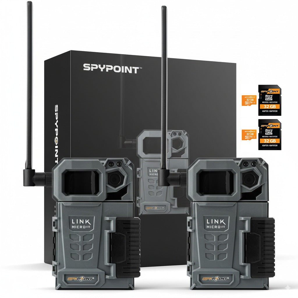 Spypoint LINK-MICRO-LTE Cellular Trail Camera with 32GB Micro SD Card (2-Pack)