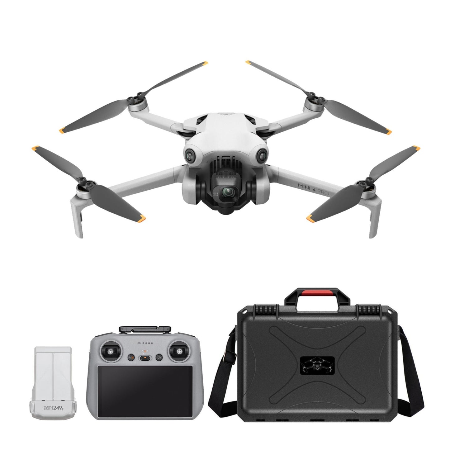 DJI Mini 4 Pro Drone with DJI RC 2 and Weatherproof Hard Case with Customizable Foam Bundle