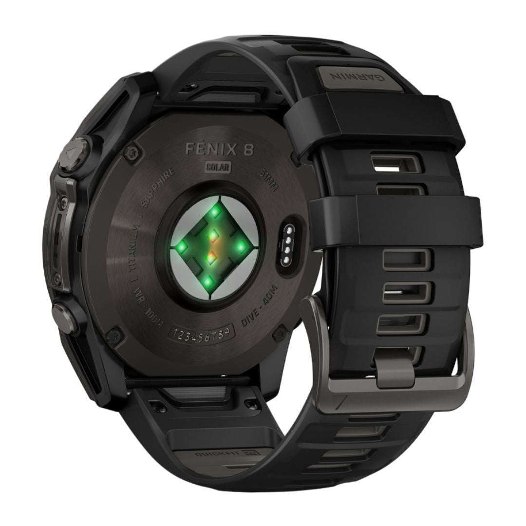 Garmin fenix 8 Sapphire Solar 51mm Smartwatch with Built-In LED Flashlight (Black and Pebble Gray)