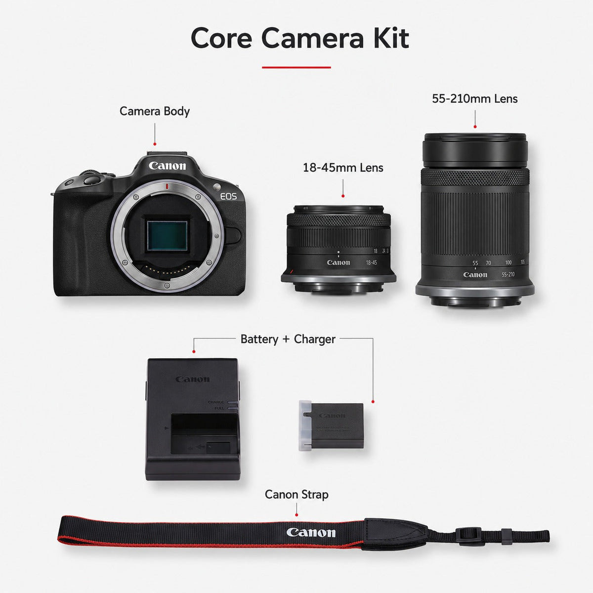 Canon EOS R50 Mirrorless Camera with 18-45mm and 55-210mm Lenses Bundle
