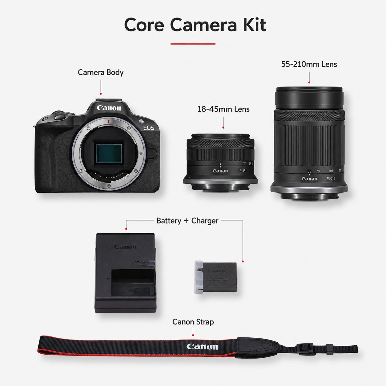 Canon EOS R50 Mirrorless Camera with 18-45mm and 55-210mm Lenses Bundle