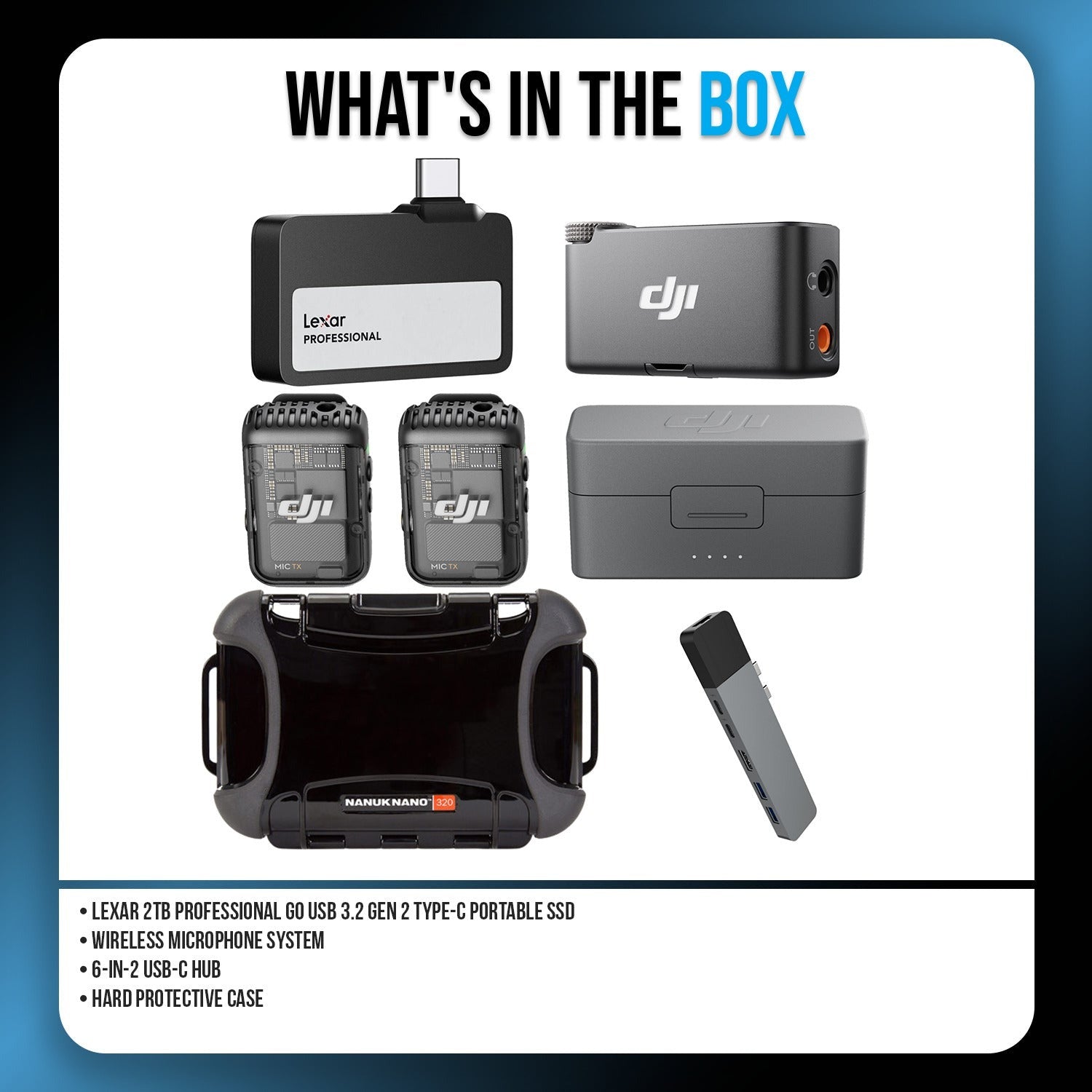 Lexar 2TB Professional Go USB 3.2 Gen 2 Portable SSD with Mic System Bundle