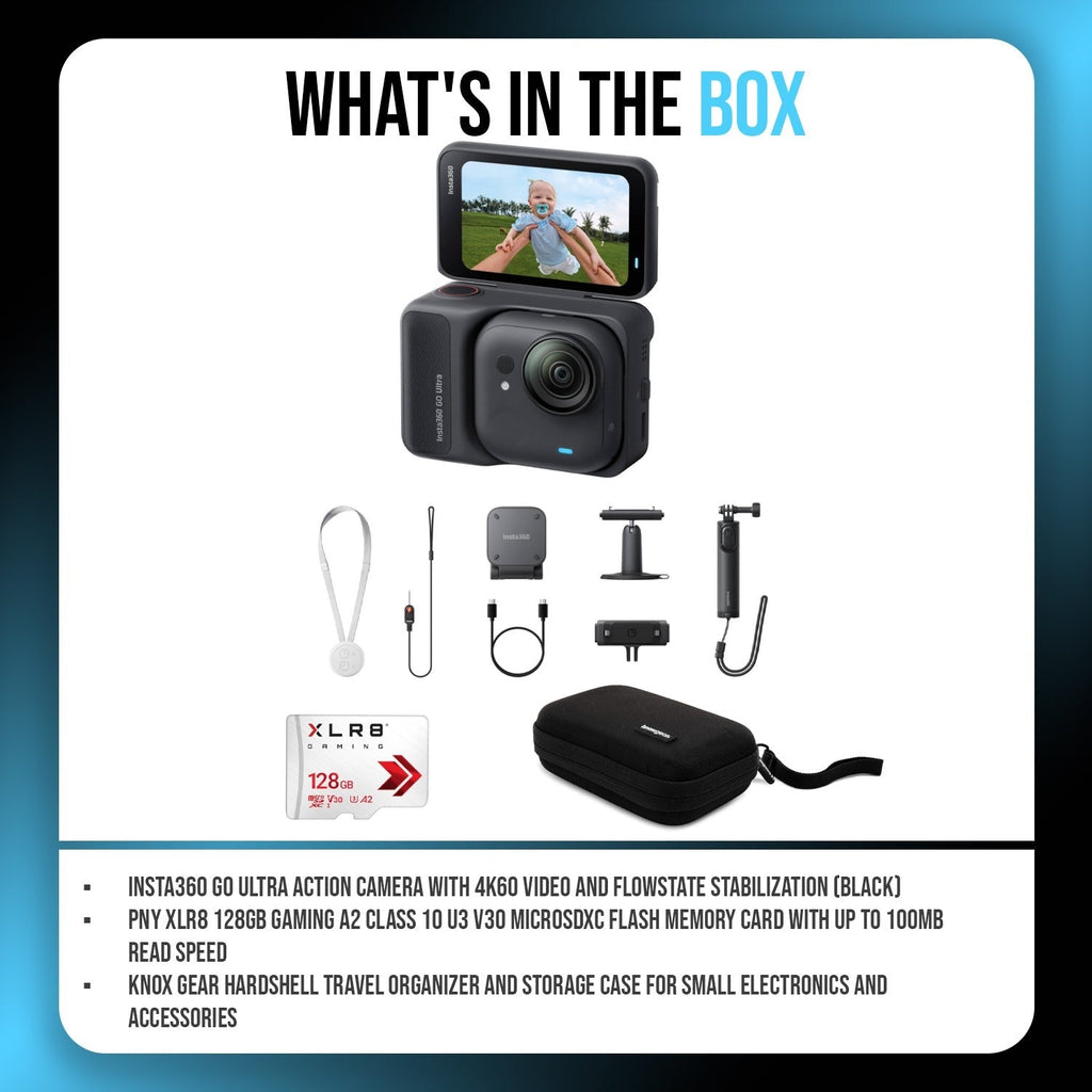 Insta360 GO Ultra Creator Bundle (Black) with 128GB Memory Card and Soft Case