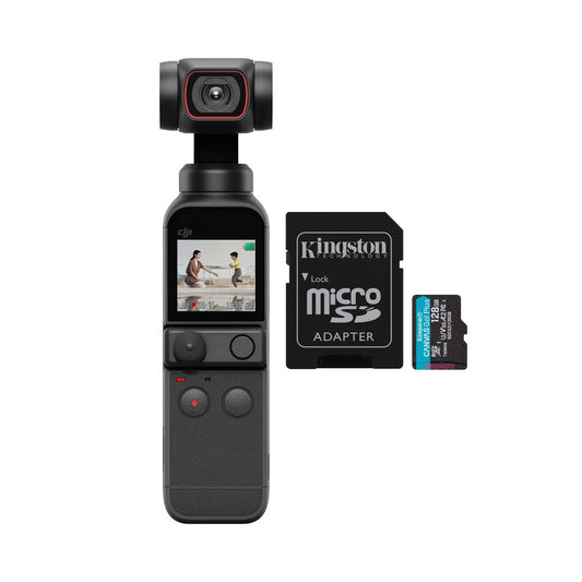 DJI Pocket 2 Gimbal with Mini Camera with 128GB U3 A2 MicroSD Card - Handheld Pocket-Sized Camera