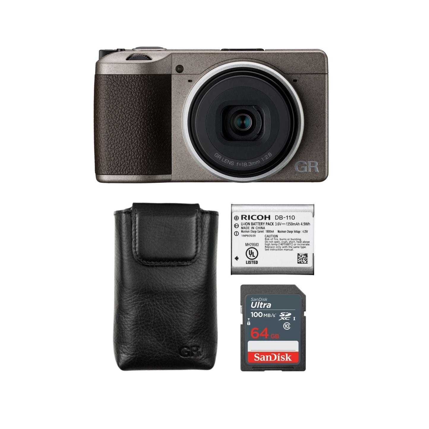 Ricoh GR III Diary Edition Compact Digital Camera with GC-12 Soft Case, 64GB SD Card Bundle
