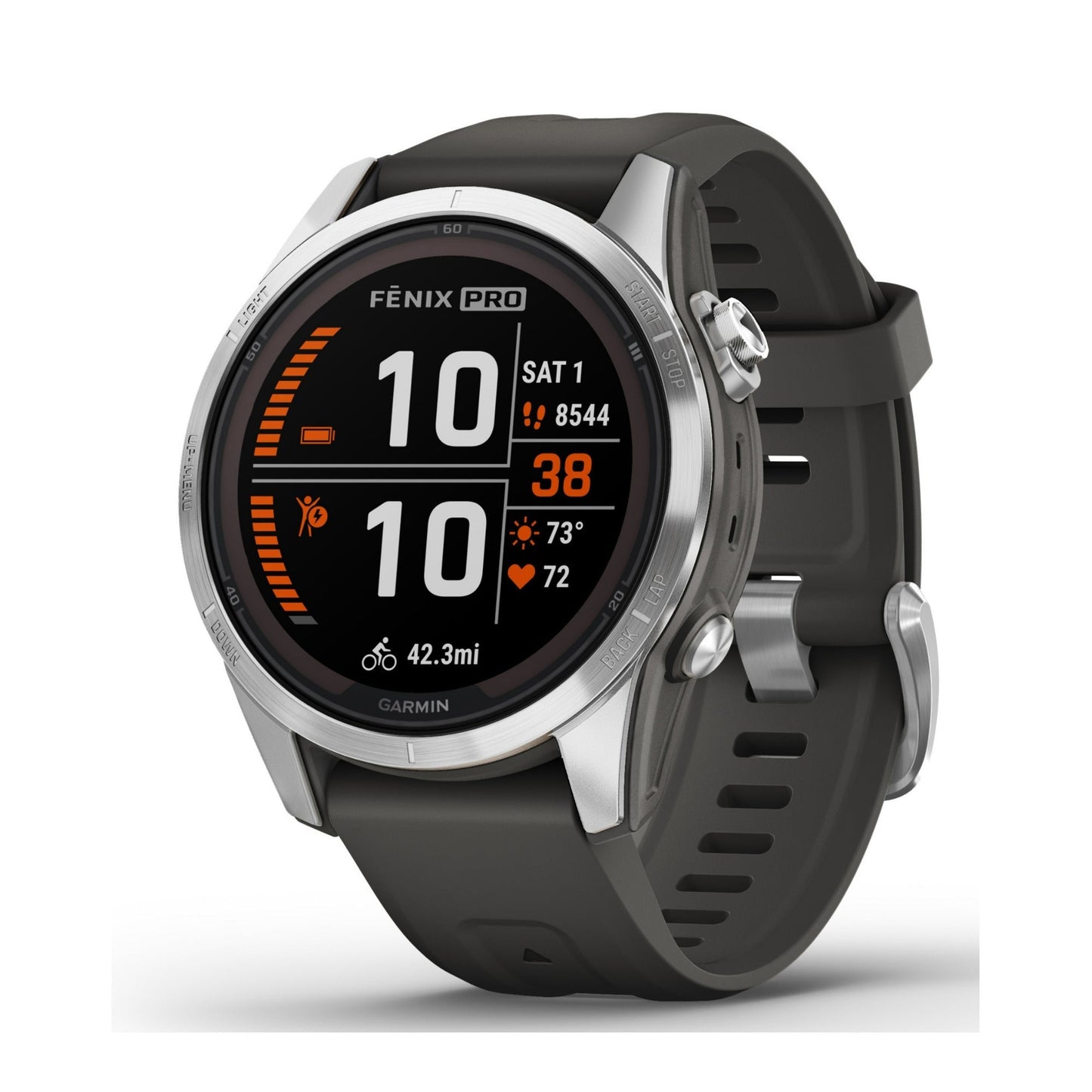 Garmin fenix 7S Pro Solar Multisport GPS Smartwatch (Silver with Graphite Band)