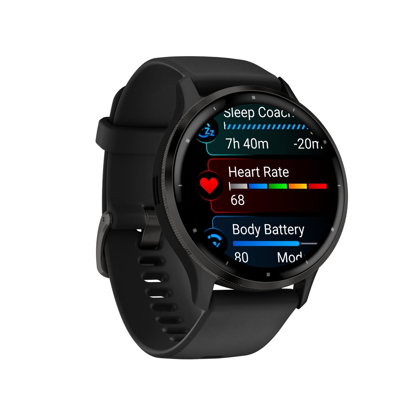 Garmin Venu 3 Slate Stainless Steel Bezel Smart Watch with 45mm Black Case and Silicone Band