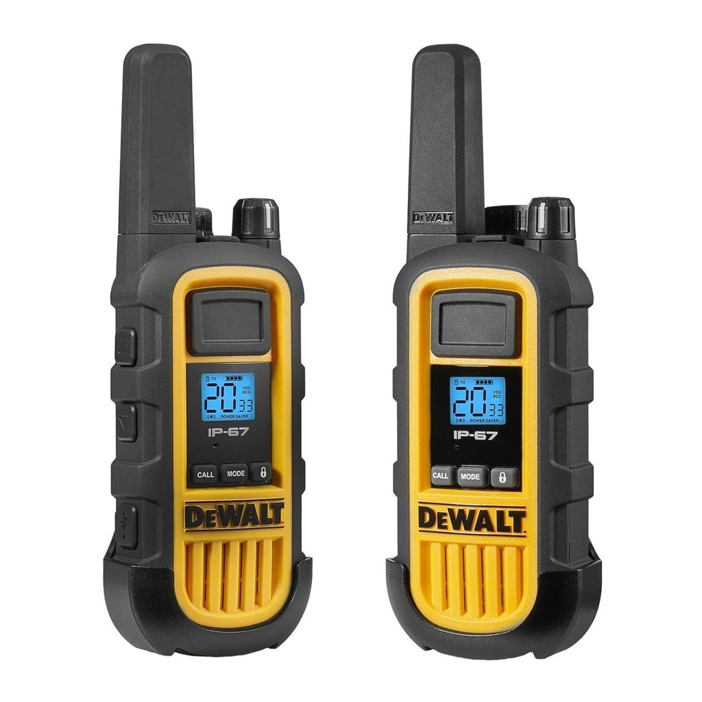DEWALT FRS Walkie Talkies 4 Pack with Headsets, Long Range 2-Way Radios and IP67
