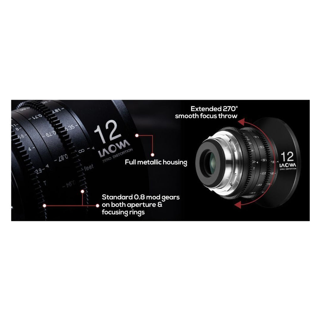 Venus Optics Laowa 12mm T2.9 Zero-D Cine Lens for Cinema and Mirrorless Cameras (PL Mount)