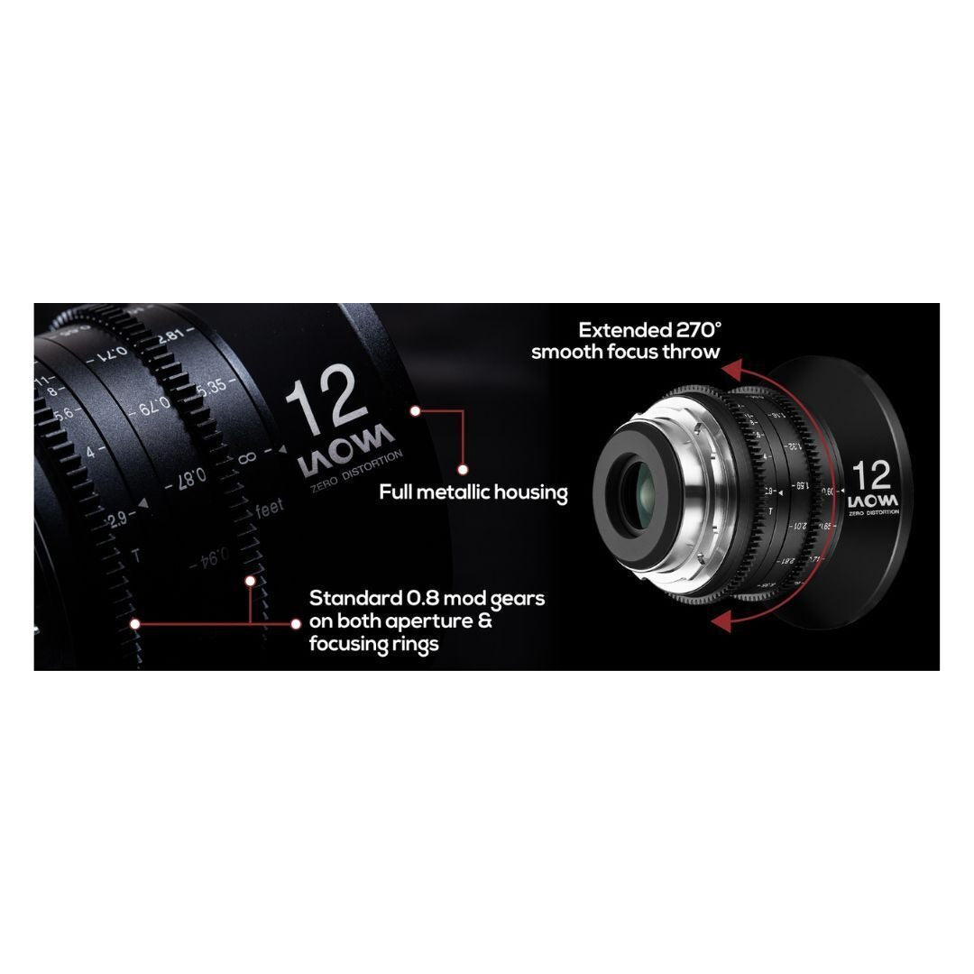 Venus Optics Laowa 12mm T2.9 Zero-D Cine Lens for Cinema and Mirrorless Cameras (PL Mount)