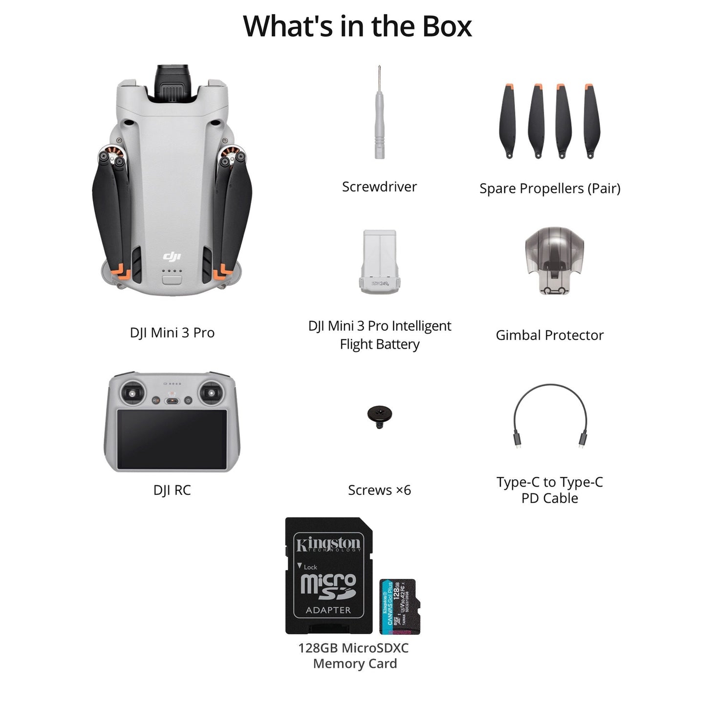 DJI Mini 3 Pro Compact Drone with DJI RC Remote with 128GB MicroSD Card Bundle