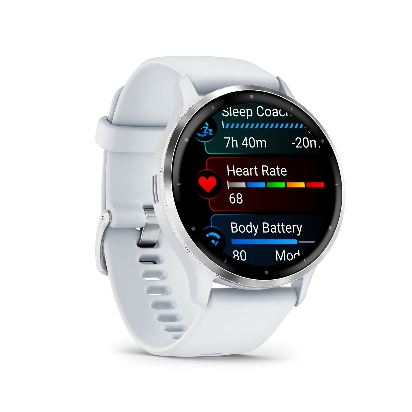 Garmin Venu 3 Smartwatch (Silver/Whitestone) with Charging Stand and Port Plugs