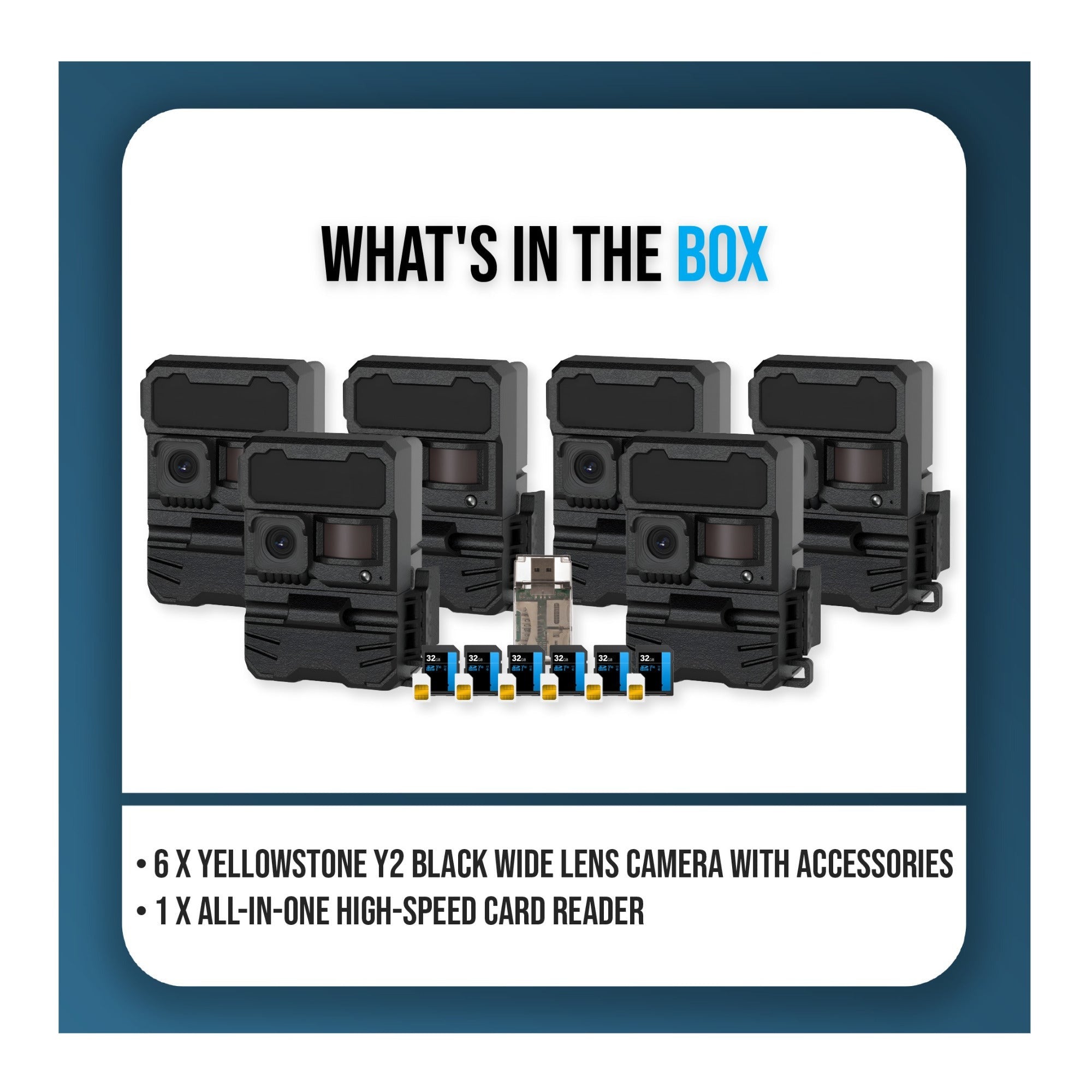 Yellowstone Y2 Black Wide Lens Camera Bundle with Card Reader, and Accessories (6-Pack)