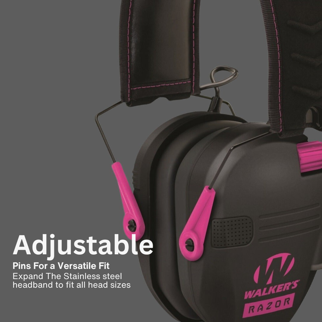 Walkers Razor Slim Electronic Ear Muffs (Black/Pink) Bundle