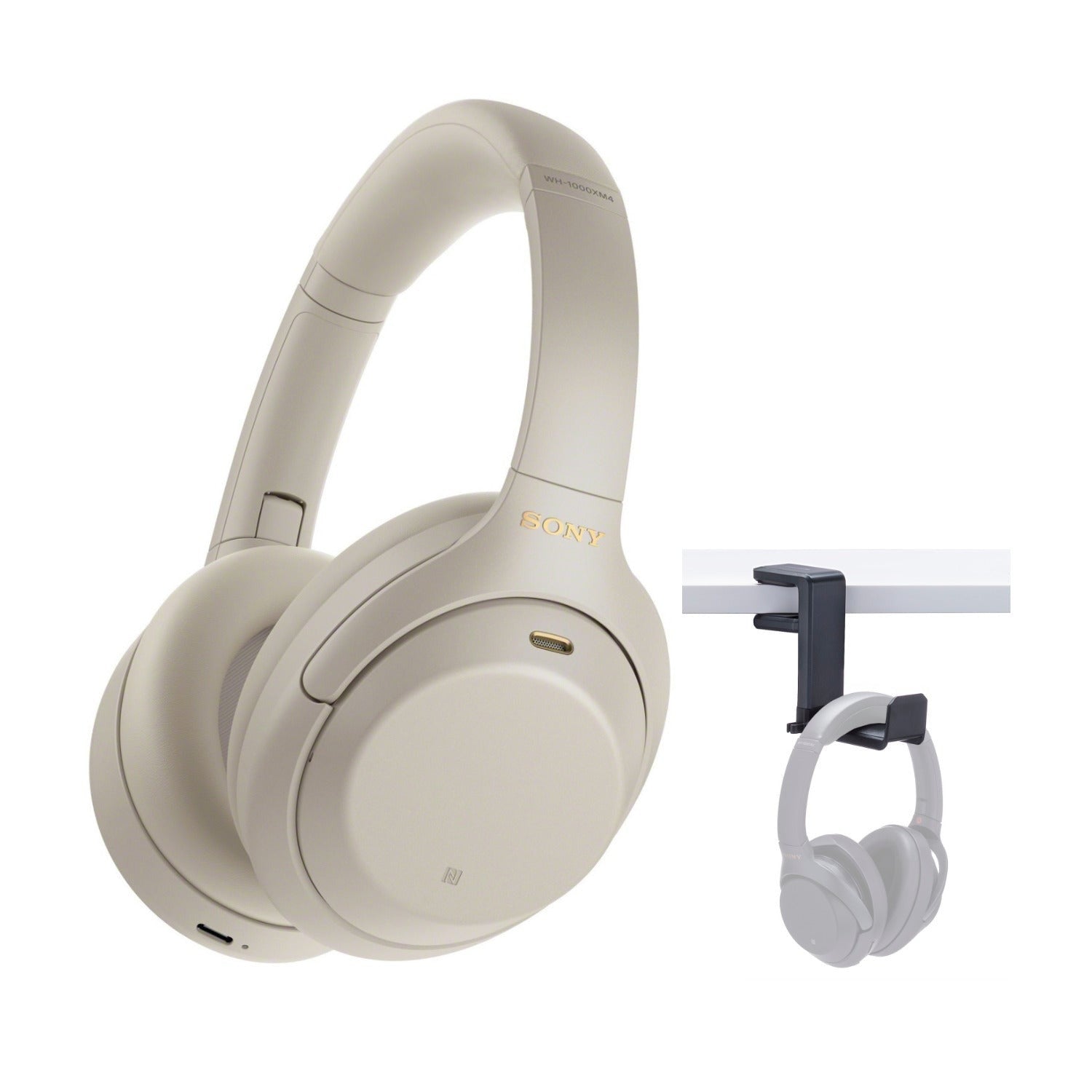 Sony WH-1000XM4 Wireless Noise Canceling Over-Ear Headphones (Silver) Bundle