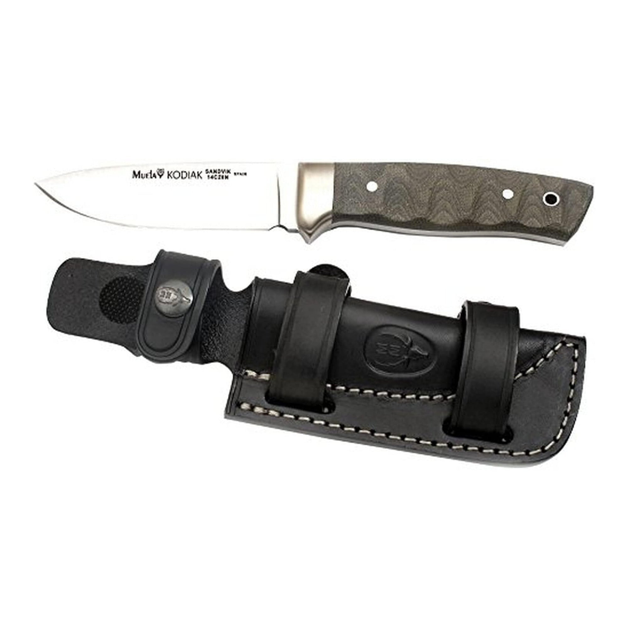 MUELA Kodiak-10G Canvas Micarta Handle Hunting Knife with Leather Sheath