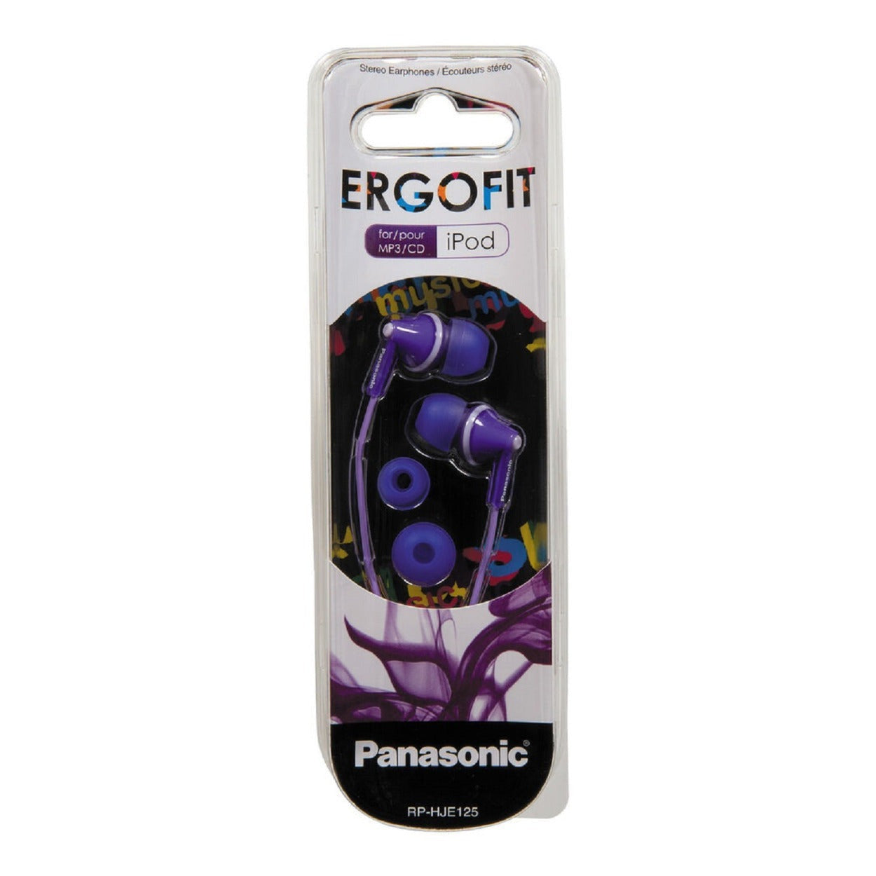 Panasonic RP-HJE125-V ErgoFit In-Ear Earbud Headphones (Violet)
