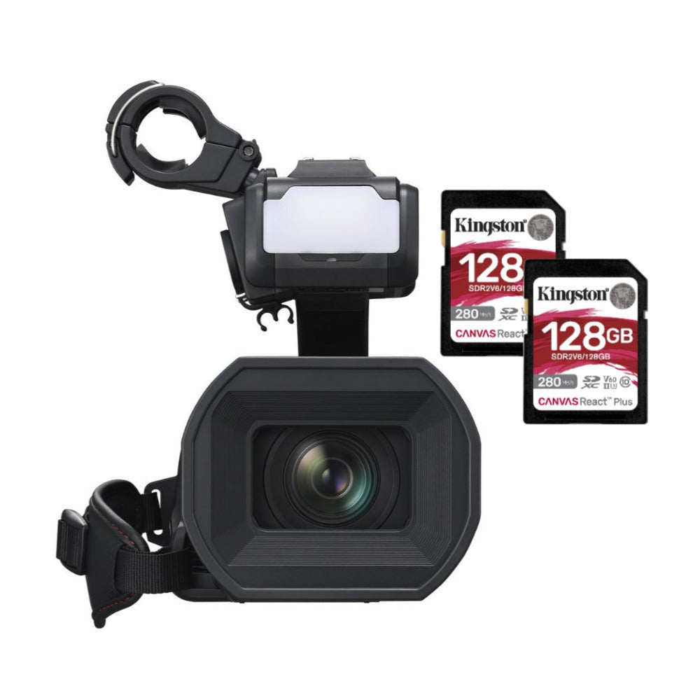 Panasonic X2100 4K 60p Portable Director's Camcorder with Two 128GB V60 UHS-II SD Card