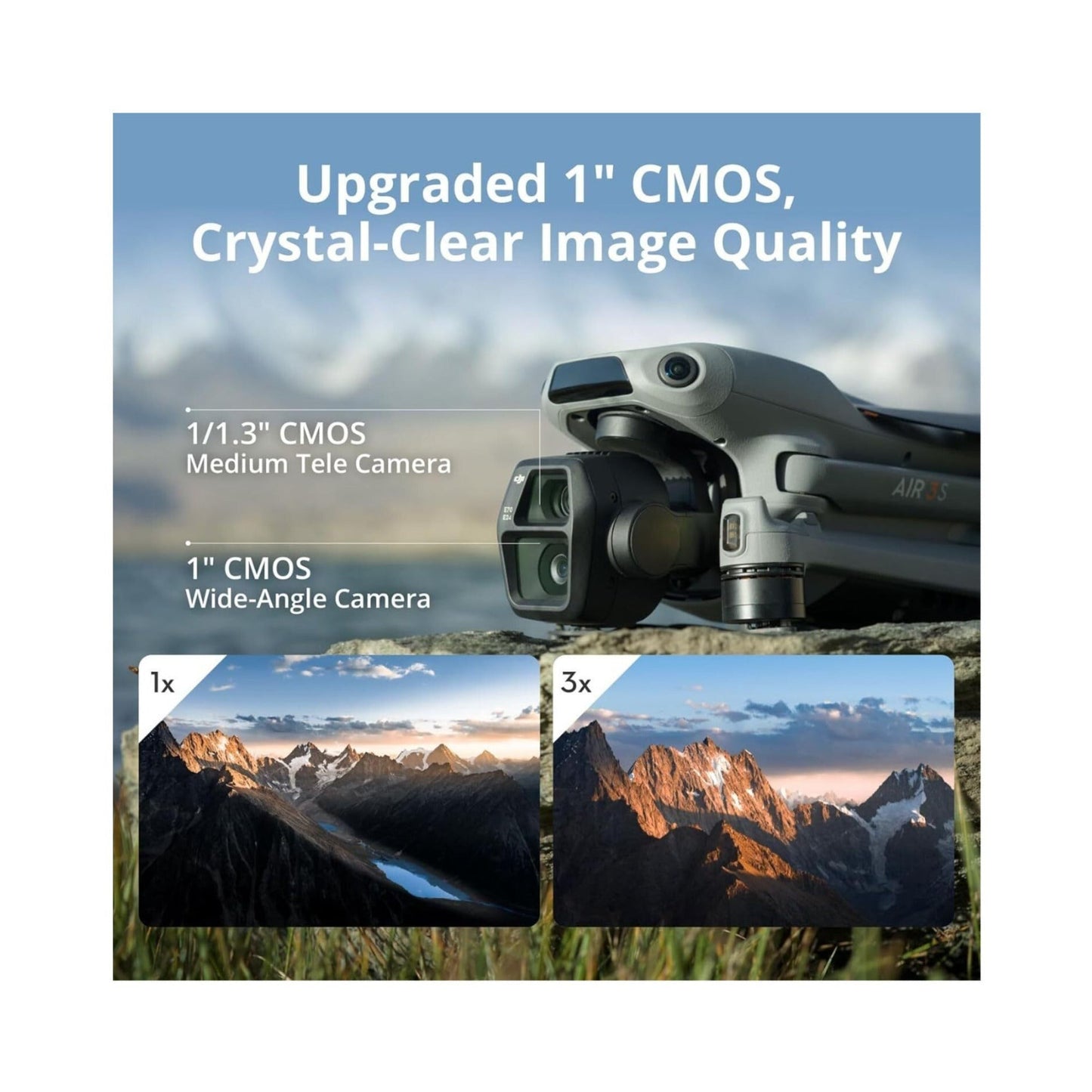 DJI Air 3S Drone with RC-N3 Remote Controller with 128GB microSDXC UHS I U3 10 A2 Memory Card Bundle