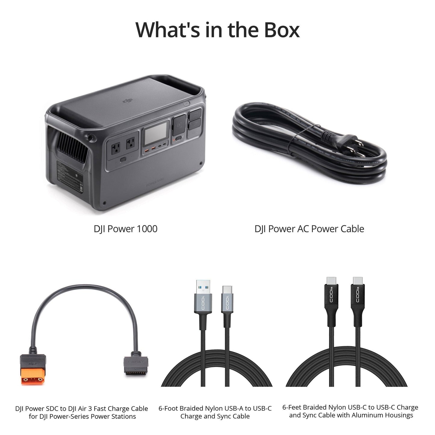 DJI Power 1000 with SDC to Air 3 Fast Charge Cable and Two Charge Cables Bundle