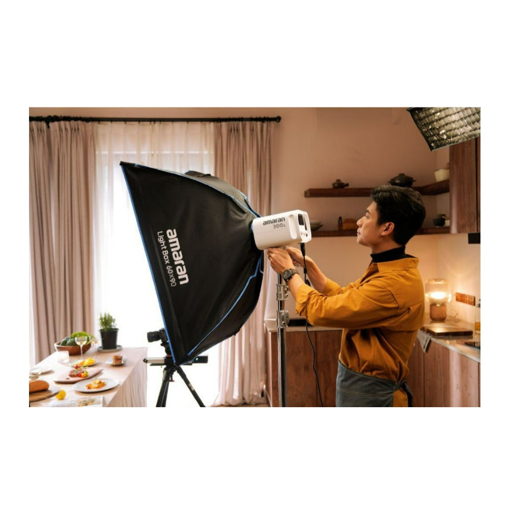 Amaran Ray 360c Full-Color COB Video Light (US) with Light Box 60x90 Softbox