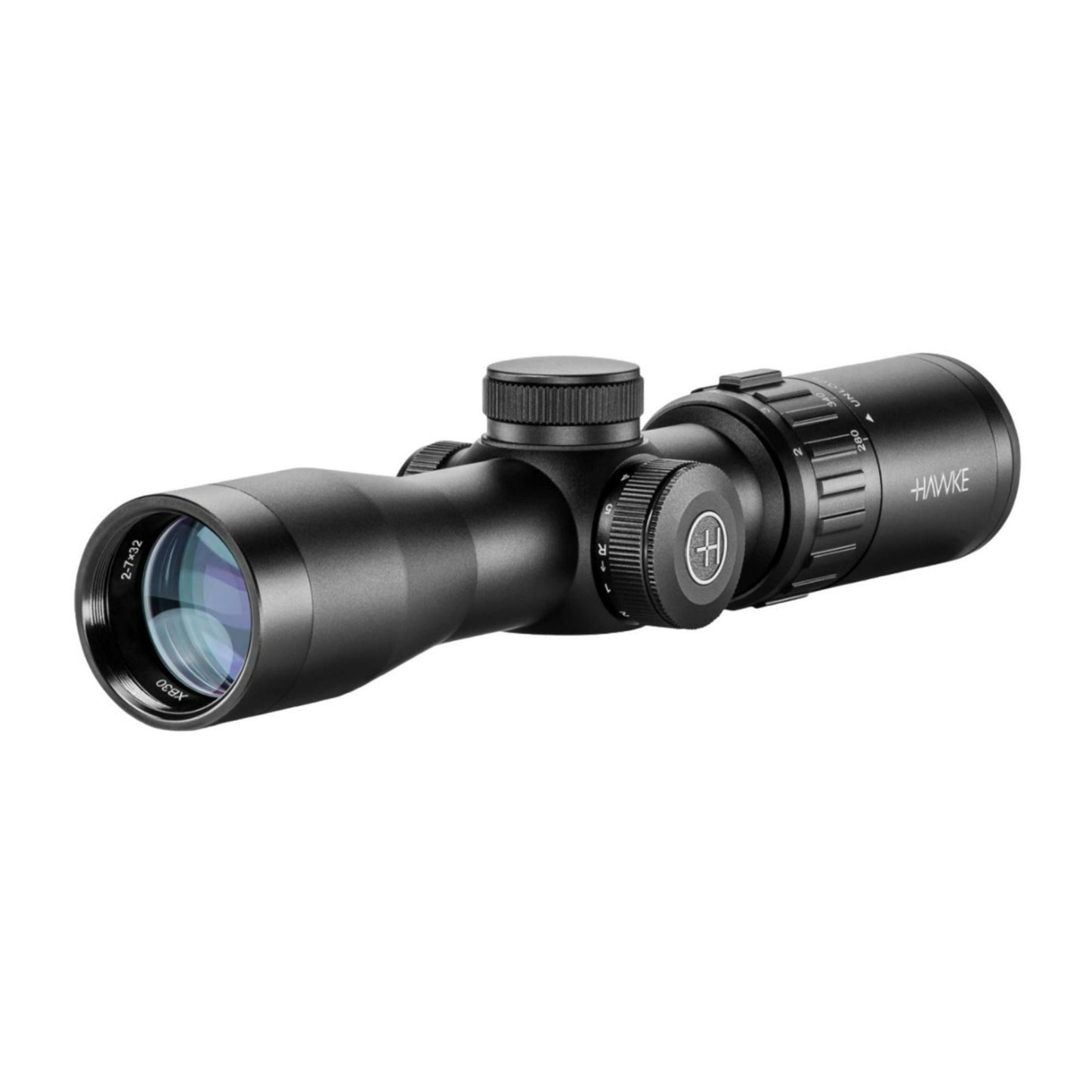 Hawke XB30 SR 2-7x32mm 1/2 MOA Crossbow Scope Bundle with 1-inch Mount Rings (M)
