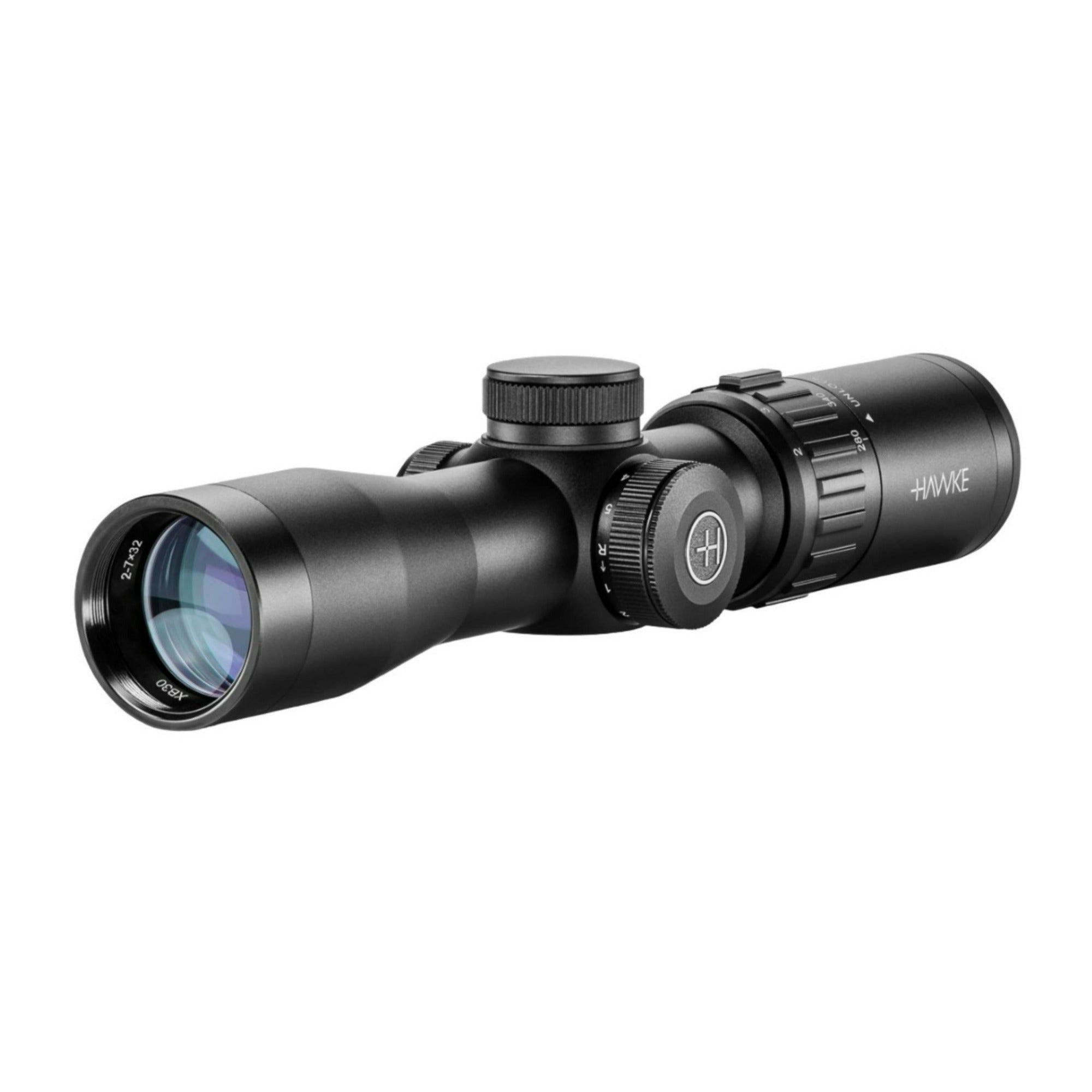 Hawke XB30 SR 2-7x32mm 1/2 MOA Crossbow Scope Bundle with 1-inch Mount Rings (M)