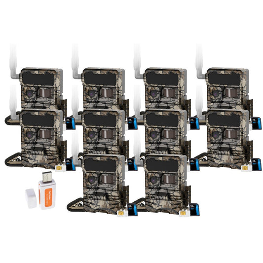 Yellowstone Y2 4G-LTE Wide Lens Cellular Trail Camera (10-Pack) Bundle with Card Reader
