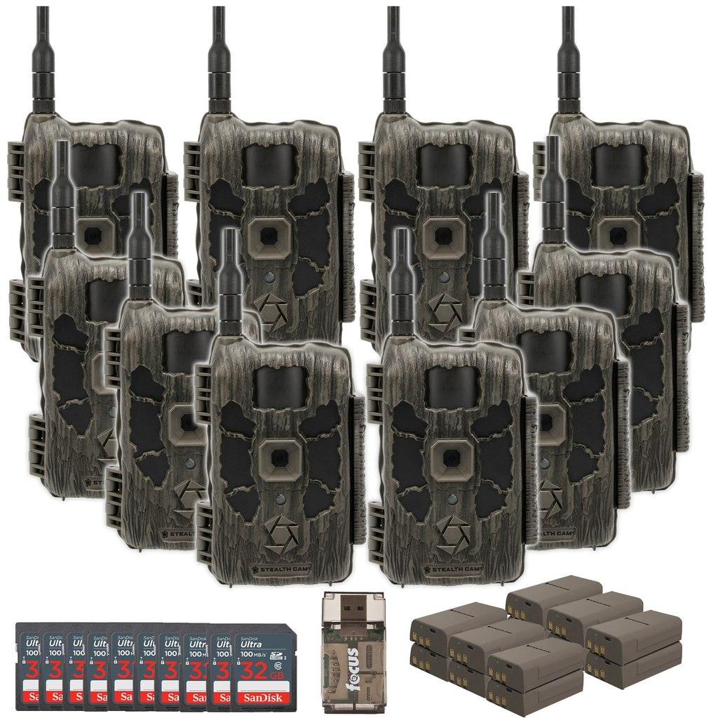 Stealth Cam 40MP Deceptor Max Cellular Trail Camera 10-Pack with Fieldmax Lithium 10-Pack Bundle