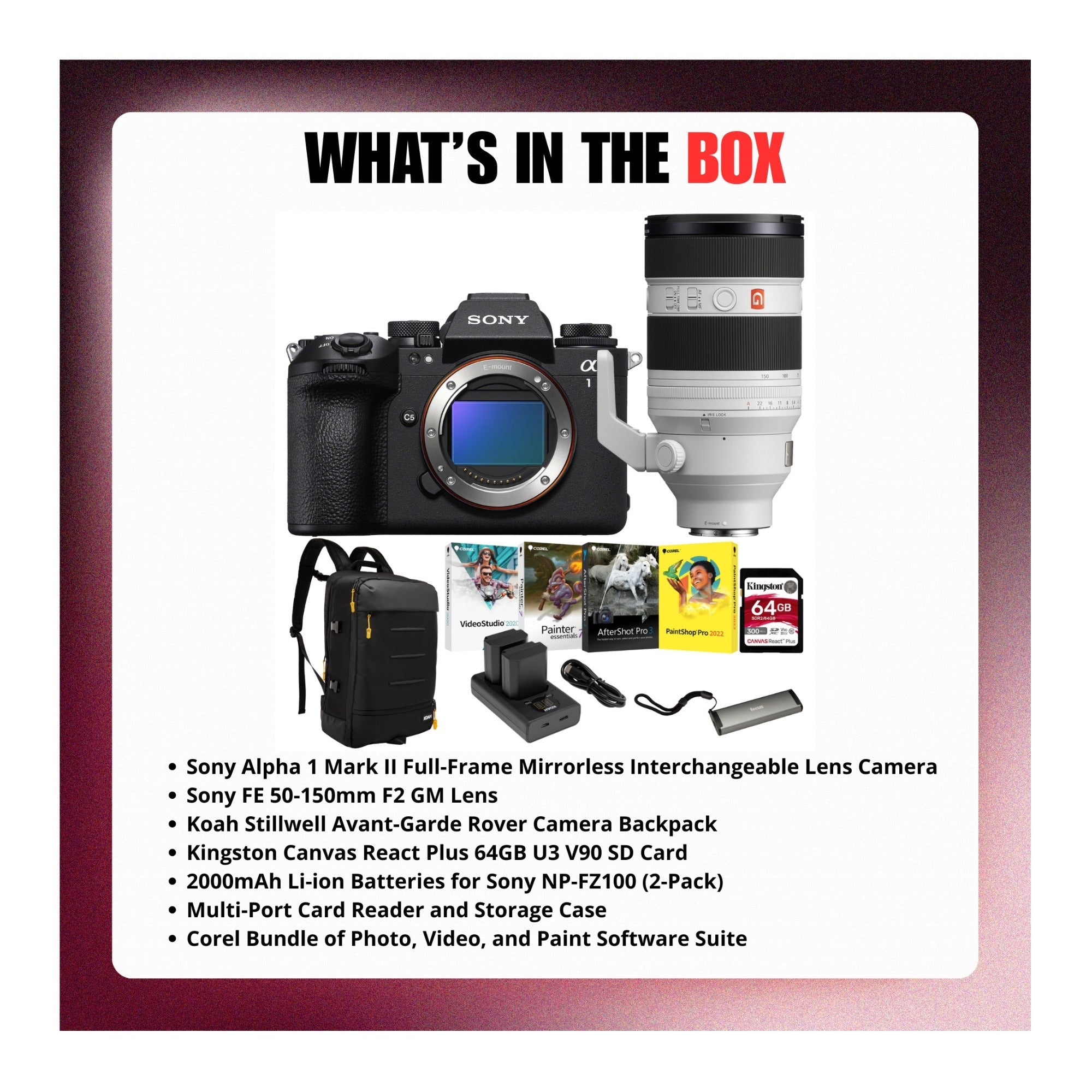 Sony Alpha 1 Mark II Mirrorless Lens Camera with FE 50-150mm F2 GM Lens Bundle